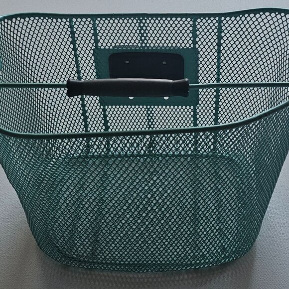 Electra Bike Bicycle Metal Basket Turquoise Green with Handle - Picture 5 of 7